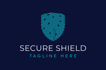 Shield biometric fingerprint logo vector icon