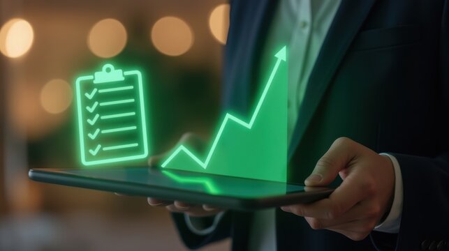 Online survey results review by business analyst using digital insights