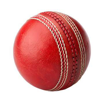 3d red cricket ball on white background png