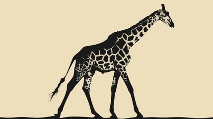 Majestic Giraffe Walking Gracefully Against a Neutral Background