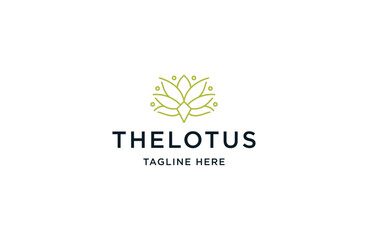 Lotus flower with line art logo icon inspiration vector illustration