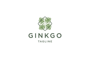 Ginkgo leaf logo icon inspiration vector illustration