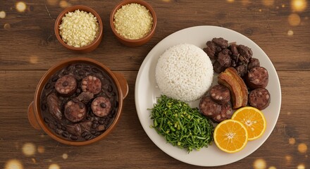Traditional Brazilian feijoada: a flavorful bean and meat stew dish.