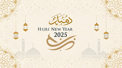 Happy Islamic new year. Hijri new year background horizontal image.