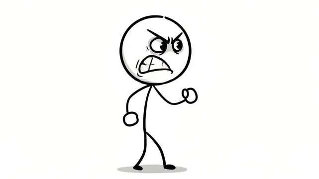 Upset Stick Figure Standing with Arms Crossed Animation