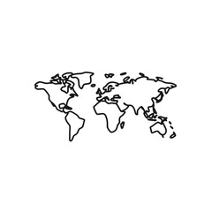 Fototapeta premium World Map Outline in Black on Transparent Simple Geography Minimalist Design
