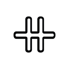 Fototapeta premium Abstract Shape Icon with Curved Ends, Black Line Art on Transparent Background