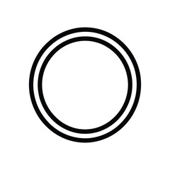 Black Double Circle Outline Shape Isolated on Transparent Background