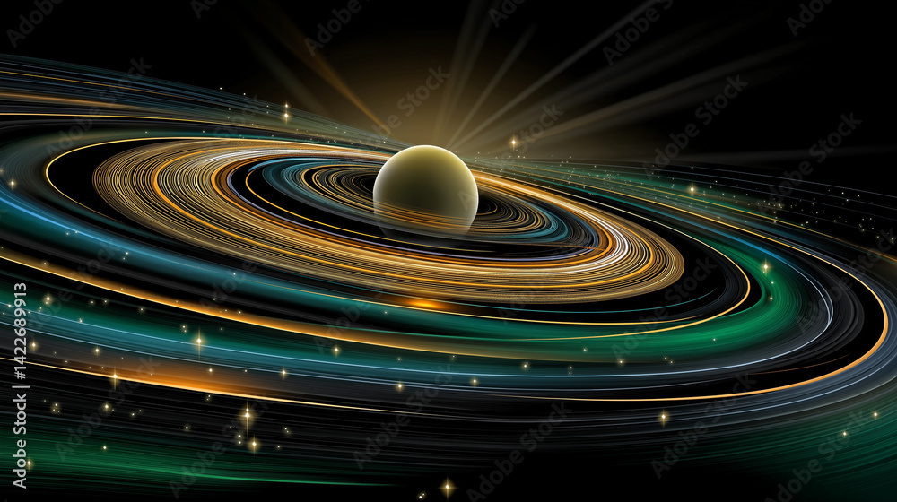 Canvas Prints celestial symphony: a breathtaking display of planetary rings encircles a distant planet, the vibran