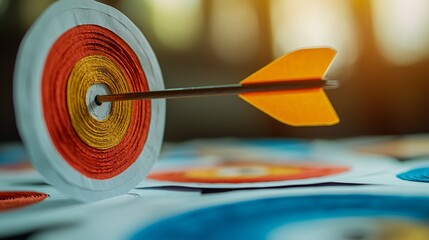 Archery target hit outdoor range close-up shot natural light focused perspective