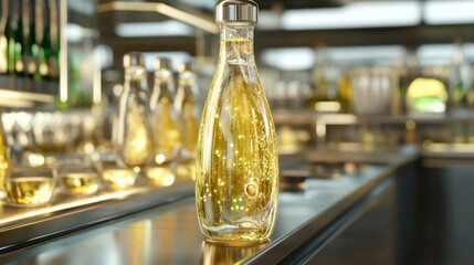 Sparkling water bottle bar counter