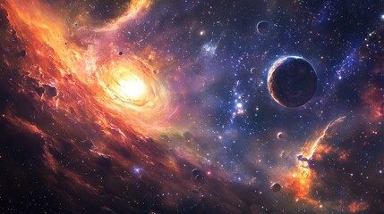 Obraz premium Cosmic expanse showcasing nebulas and celestial bodies.