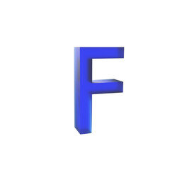 3d blue Glassmorphic F letter isolated, typographic design