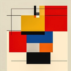 Abstract Geometric Composition with Bold Colors and Shapes