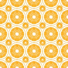Seamless pattern featuring juicy orange slices and segments on a white background, creating a fresh, vibrant, and fruity aesthetic perfect for summer or healthy themes.