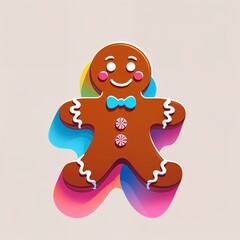 Obraz premium gingerbread man on plain colorful background illustration icon logo concept 