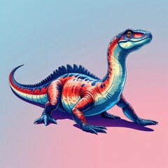 Obraz premium plesiosaur on plain colorful background illustration icon logo concept 