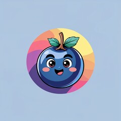 Obraz premium blueberry character on plain colorful background illustration icon logo concept 