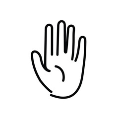 Outline Hand with Five Fingers in Minimalist Style on Transparent