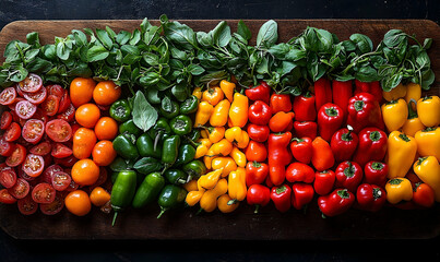 Colorful vegetable platter display for healthy party food