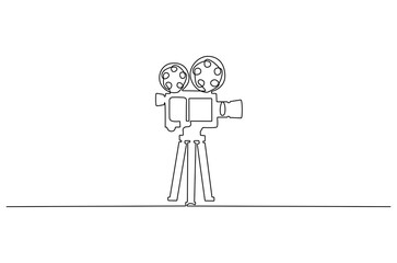 Continuous one line drawing of Movie camera. Single line drawing illustration Cinema camera. Professional camera concept vector art. Doodle line illustration.