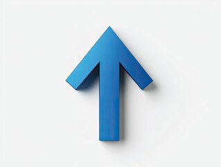 3D blue upward arrow on white background.