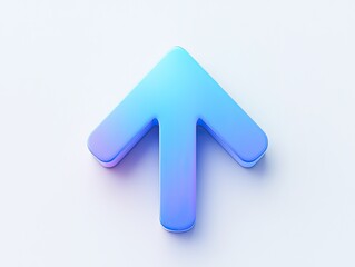 Gradient blue upward arrow 3D render.