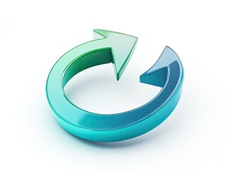 3D render of a circular, dual-toned arrow symbolizing renewal, recycling, or continuous process.