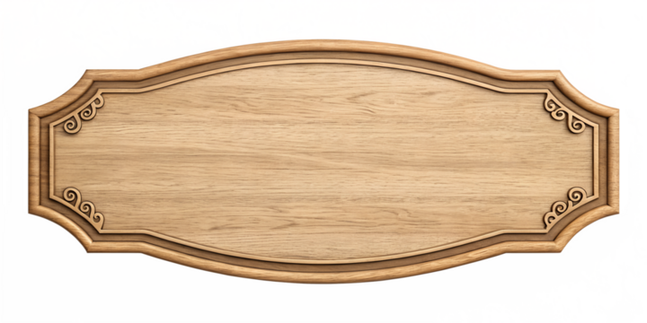 oblong decorative wooden signboard isolated on a white background png