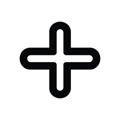 Obraz premium Rounded Plus Sign Symbol in Black with Transparent Background Shape