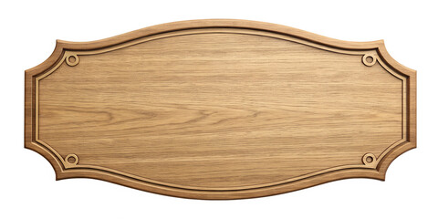 Naklejka premium oblong decorative wooden signboard isolated on a white background png