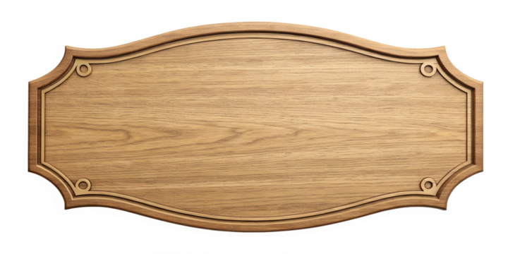 oblong decorative wooden signboard isolated on a white background png