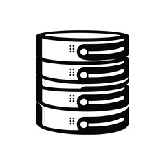 Server Database Stack with Cylindrical Layers in Monochrome Icon