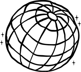 Cute Disco Ball Summer Hand Drawn Outline Doodle Beach Ball Outline Doodle