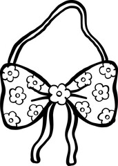 Groovy Summer Thing  Floral Bikini Top Bar Outline Doodle