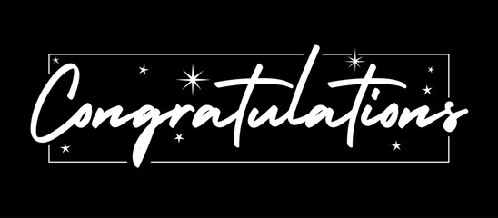 Congratulations golden design with frame and stars.