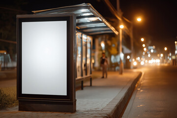 Bus Stop Ad Display at Evening