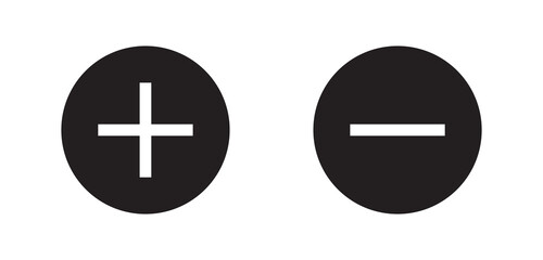 Obraz premium Plus and Minus Icons Simple black and white 