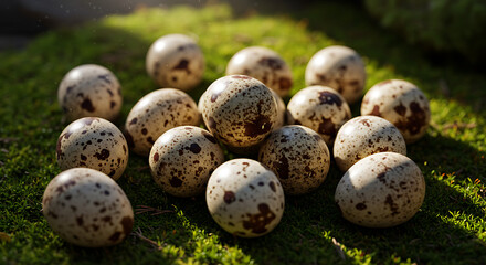 Obraz premium Quail Eggs on Moss
