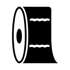 A black silhouette of a toilet paper or tissue stack icon design
