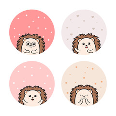 Cute hedgehog friends card icon cartoon illustration