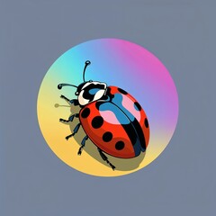 Obraz premium ladybug on plain colorful background illustration icon logo concept 
