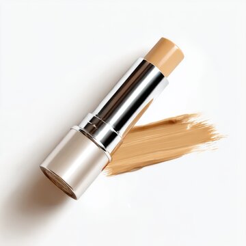 Foundation stick with smear isolated on white background