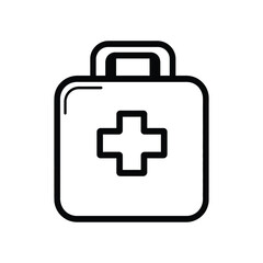 Obraz premium Simple Outline of First Aid Kit Box with Medical Cross on Transparent Background