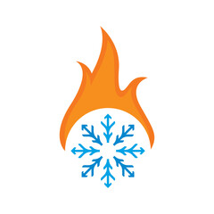 sign of fire and snow logo concept  illustration