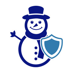  A snowman with a shield vector icon design