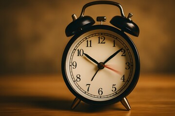 Vintage Alarm Clock on Wooden Surface