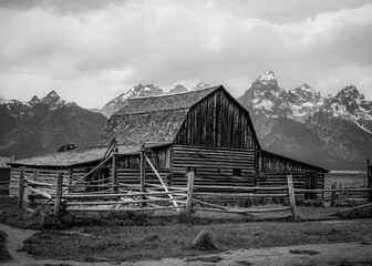 Mormon Row Barns Black & White