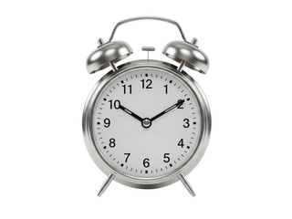 Silver twin bell alarm clock png on transparent background