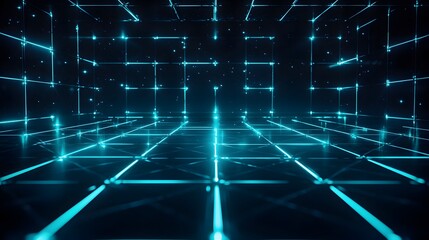 Smart city grid with futuristic overlay and text area